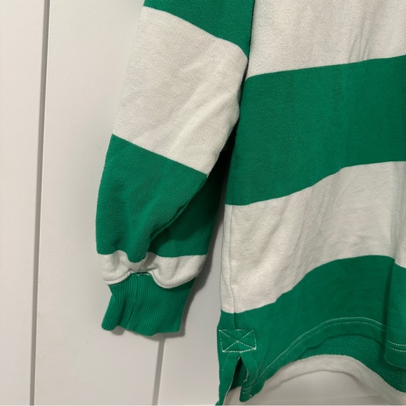 Aerie Green White Stripe Prep Rally Rugby Sweatshirt Oversized Size XS Women’s - Picture 4 of 14